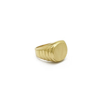 Oval Ribbed Band Signet Ring (14K) kilid 2 - Popular Jewelry - New York