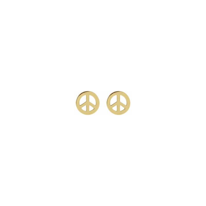 Peace Symbol Stud Earrings yellow (14K) front - Popular Jewelry - New York