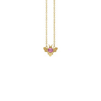 Ogrlica Charm Ogrlica Pink Sapphire Bee Gemstone rumena (14K) spredaj - Popular Jewelry - New York