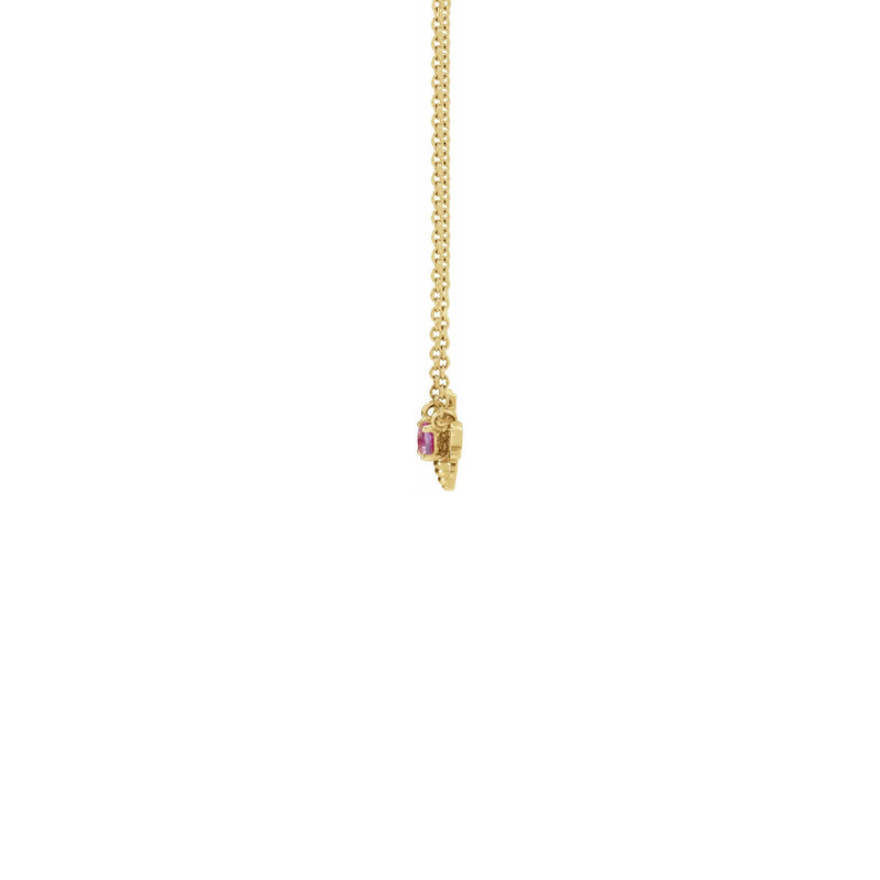Pink Sapphire Bee Gemstone Charm Necklace yellow (14K) side - Popular Jewelry - New York