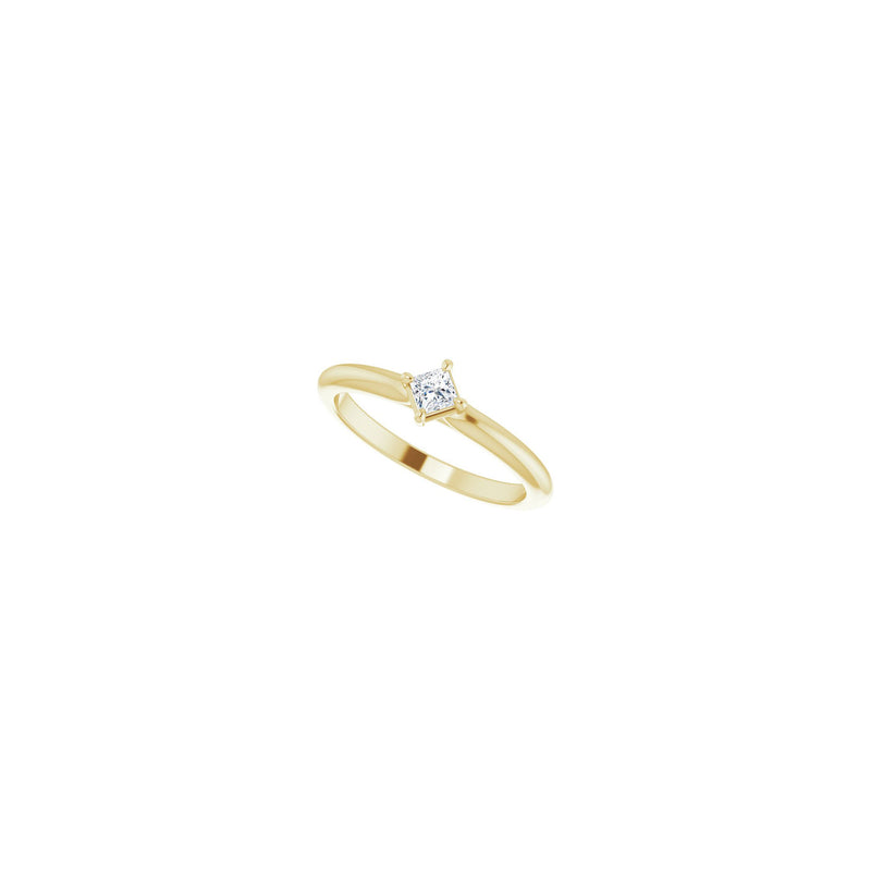 Princess Cut Diamond Stackable Solitaire Ring yellow (14K) diagonal - Popular Jewelry - New York