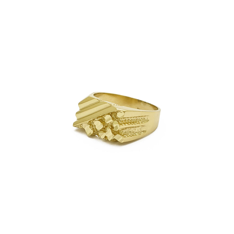 Ridged Nugget Signet Ring (14K) side 1 - Popular Jewelry - New York