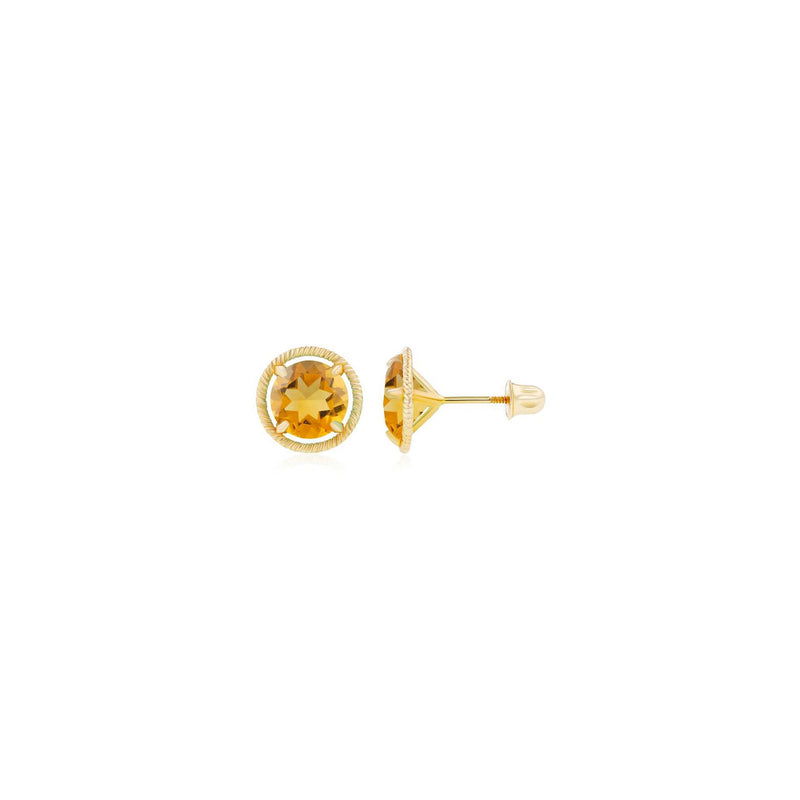 Rope Framed Faux-Citrine Martini Stud Earrings yellow (14K) main - Popular Jewelry - New York