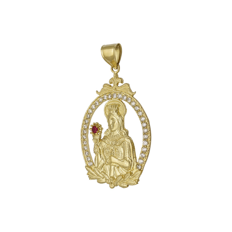 Saint Barbara Framed Pendant (14K) side - Popular Jewelry - New York