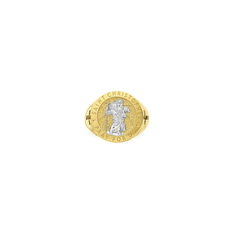 Saint Christopher Two-Tone Ring (14K) front - Popular Jewelry - New York