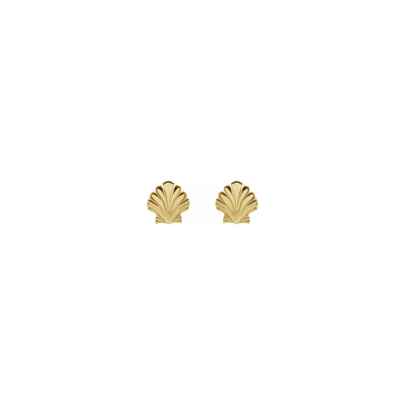 Sea Shell Stud Earrings yellow (14K) front - Popular Jewelry - New York