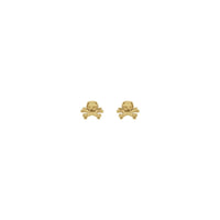 Skull & Crossbones Stud Earrings yellow (14K) front - Popular Jewelry - New York