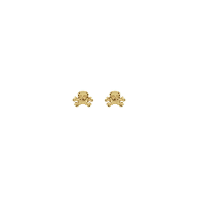 Skull & Crossbones Stud Earrings yellow (14K) front - Popular Jewelry - New York