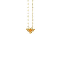 Spessartite Garnet Bee Gemstone Charm ogrlica rumena (14K) spredaj - Popular Jewelry - New York