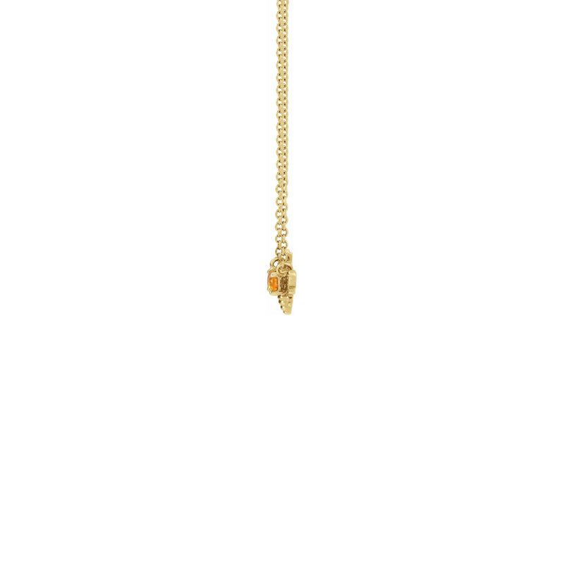 Spessartite Garnet Bee Gemstone Charm Necklace yellow (14K) side - Popular Jewelry - New York
