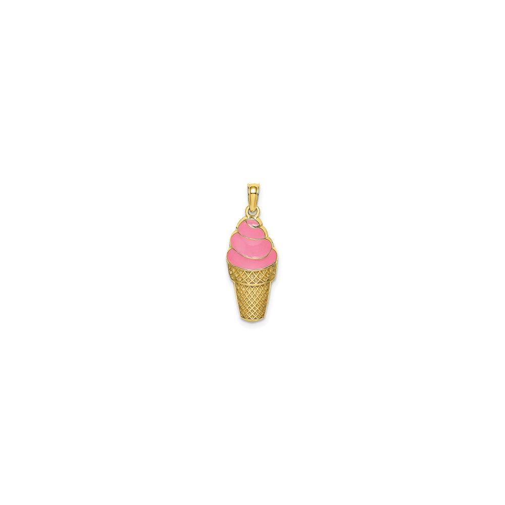Strawberry Ice Cream Cone Pendant (14K) front - Popular Jewelry - New York