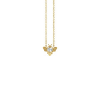 White Sapphire Bee Gemstone Charm Necklace yellow (14K) atubangan - Popular Jewelry - New York