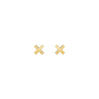 X Stud Earrings yellow (14K) front - Popular Jewelry - New York
