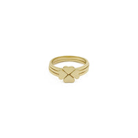 „Keturių lapų dobilų“ širdies sukabinami žiedai (14K) priekyje - Popular Jewelry - Niujorkas