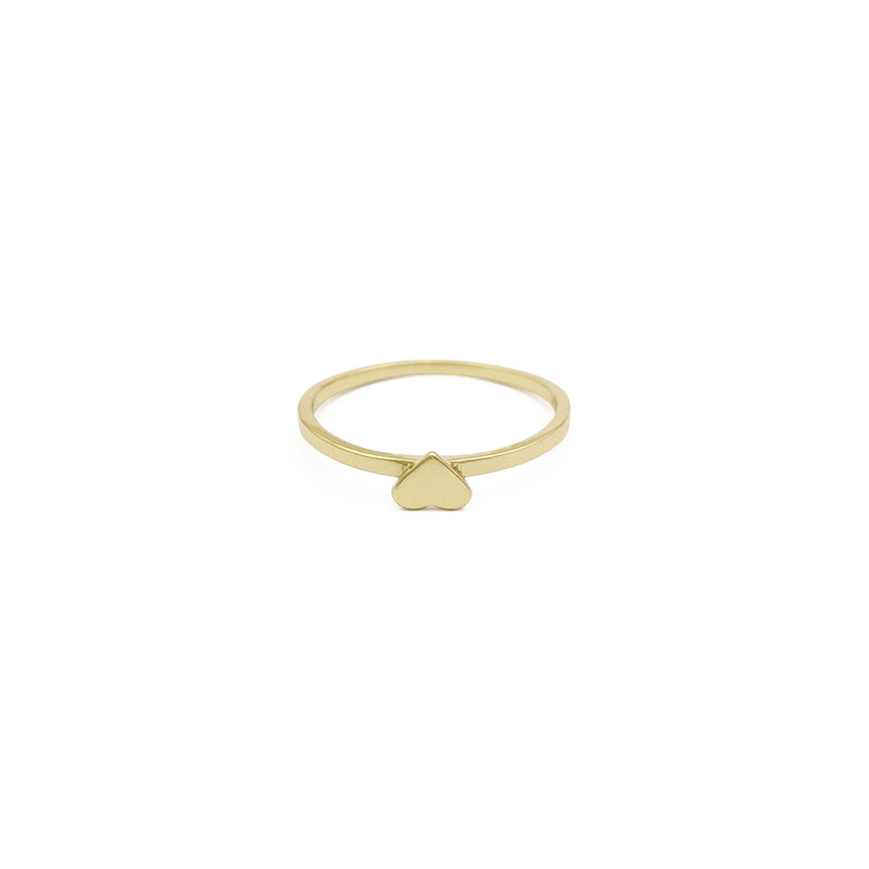 "Four-Leaf Clover" Heart Stackable Ring Upside Down Heart (14K) front - Popular Jewelry - New York