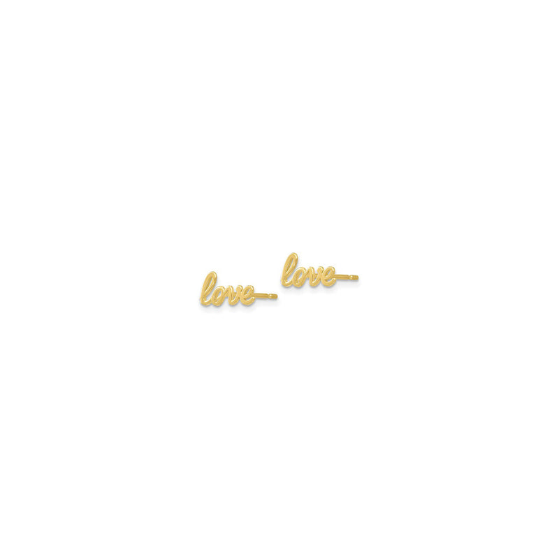 "Love" Script Font Stud Earrings (14K) side - Popular Jewelry - New York