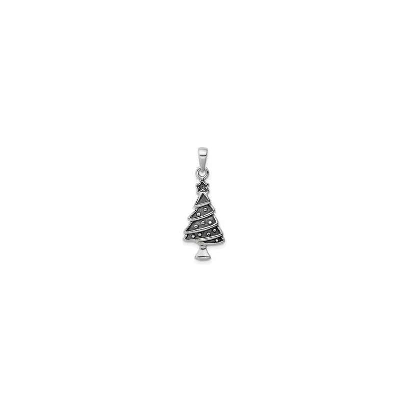 Antique-Finish Christmas Tree Pendant (Silver) front - Popular Jewelry - New York