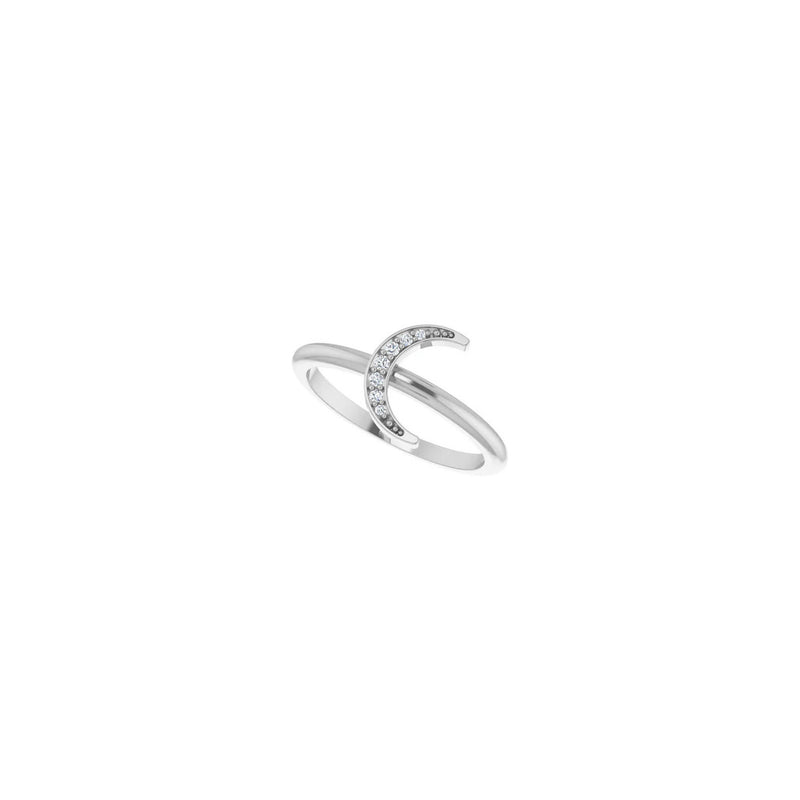 Diamond Crescent Moon Stackable Ring (Silver) diagonal - Popular Jewelry - New York