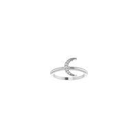 Diamond Crescent Moon Stackable Ring (Silver) front - Popular Jewelry - New York