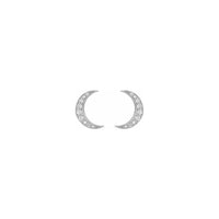 Diamond Crescent Moon Stud Earrings (silver) front - Popular Jewelry - New York