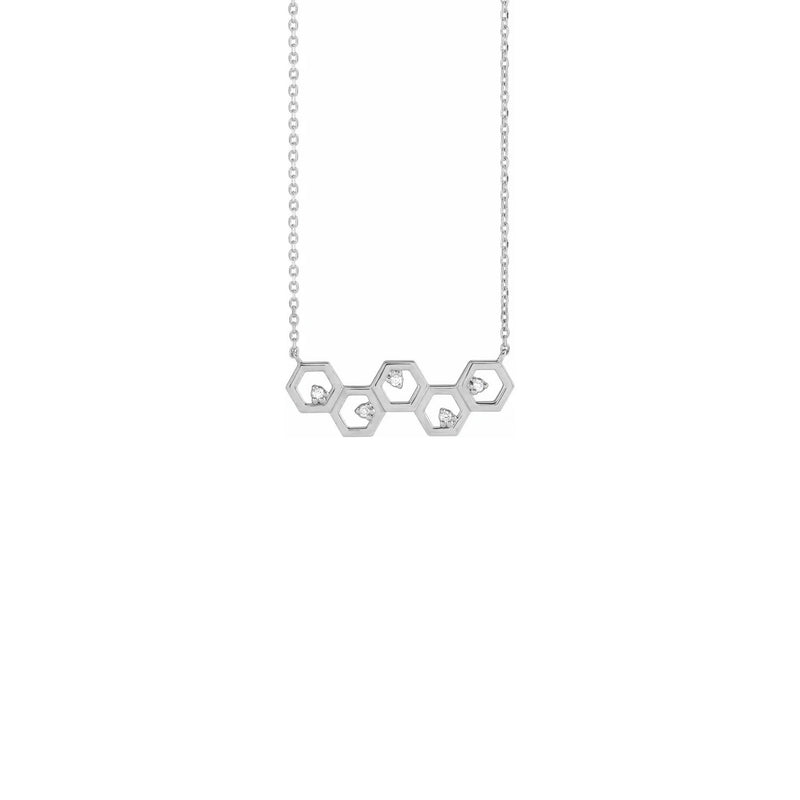Diamond Honeycomb Necklace (Silver) front - Popular Jewelry - New York
