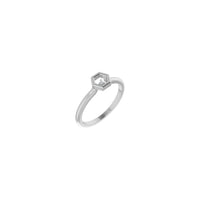 Diamond Honeycomb Stackable Solitaire Ring (Silver) diagonal - Popular Jewelry - New York