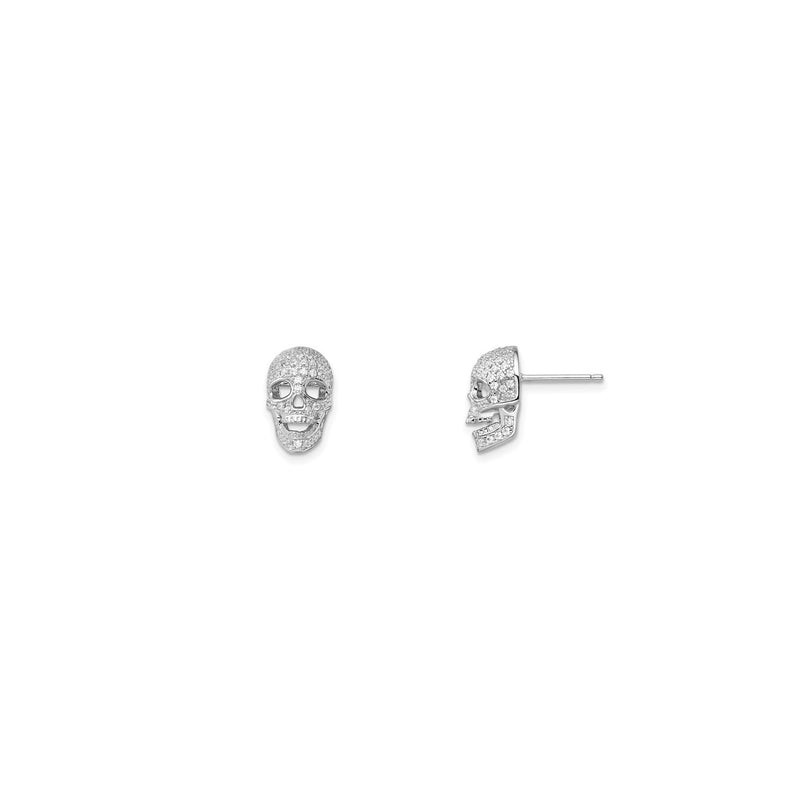 Iced-Out Skull Stud Earrings (Silver) main - Popular Jewelry - New York