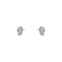 Iced-Out Skull Stud Earrings (Silver) nga mga kilid - Popular Jewelry - New York