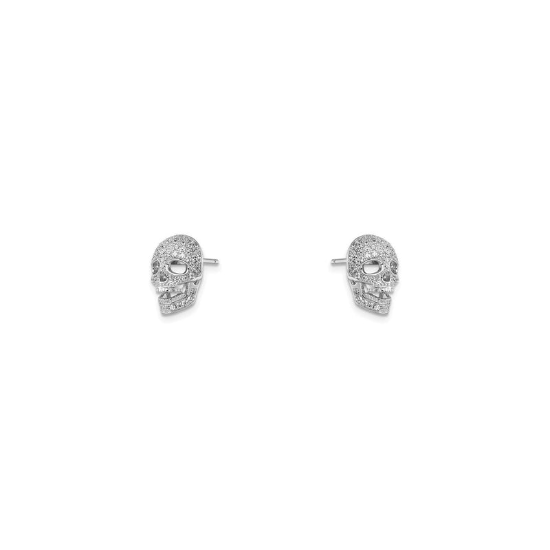 Iced-Out Skull Stud Earrings (Silver) sides - Popular Jewelry - New York