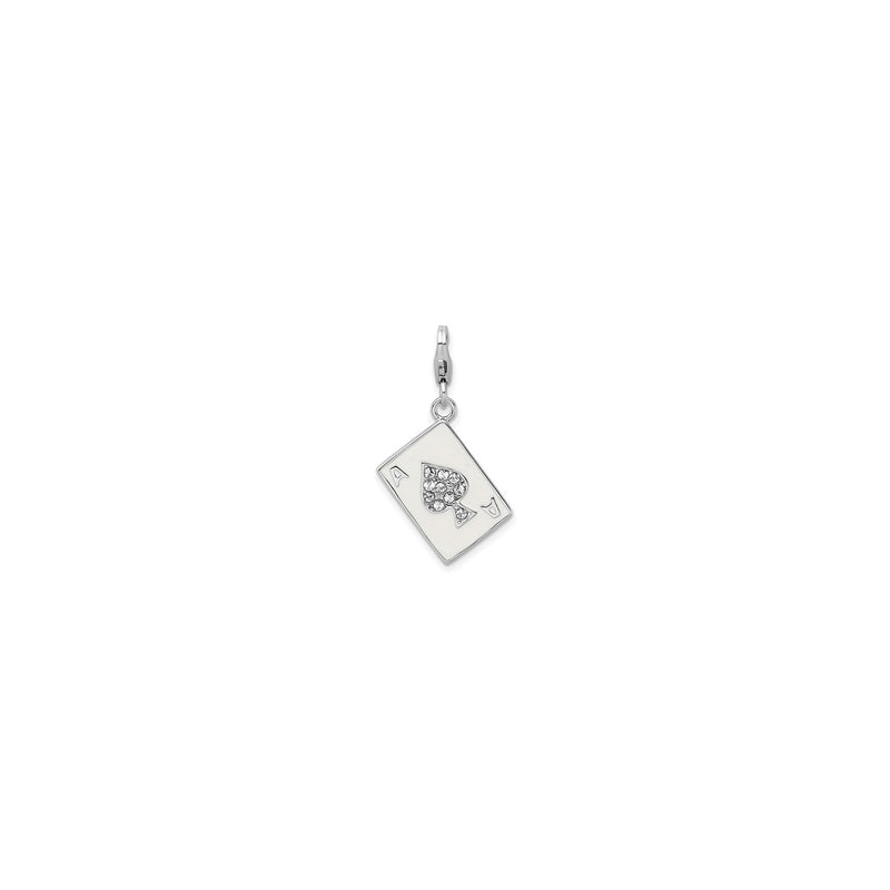 Icy Ace of Spade Card Charm (Silver) front - Popular Jewelry - New York