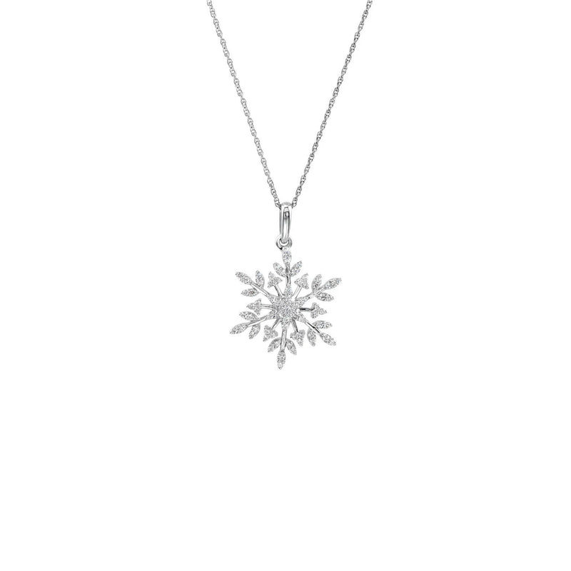 Icy Snowflake Necklace (Silver) front - Popular Jewelry - New York