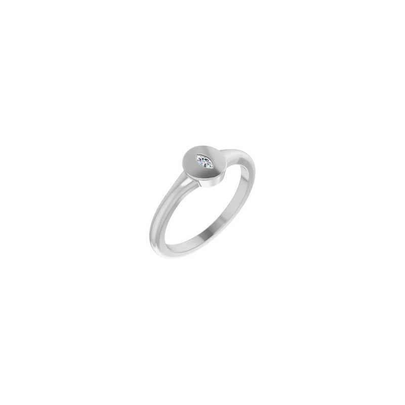Marquise Diamond Bezel Signet Ring (Silver) diagonal - Popular Jewelry - New York