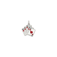 Royal Flush of Hearts Charm (Silver) front - Popular Jewelry - New York