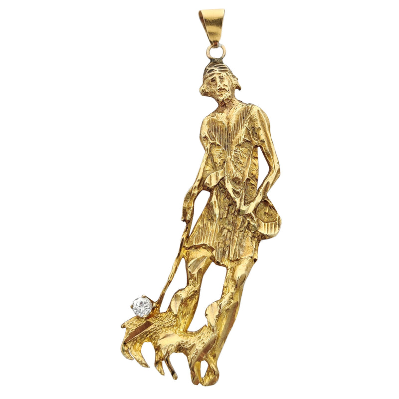 Vintage Diamond Cuts Saint Lazarus Pendant (14K) Popular Jewelry New York