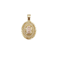 Mesh Textured Oval Virgin Mary Pendant (14K)