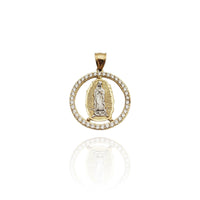Virgin Mary Round CZ Pendant (14K)