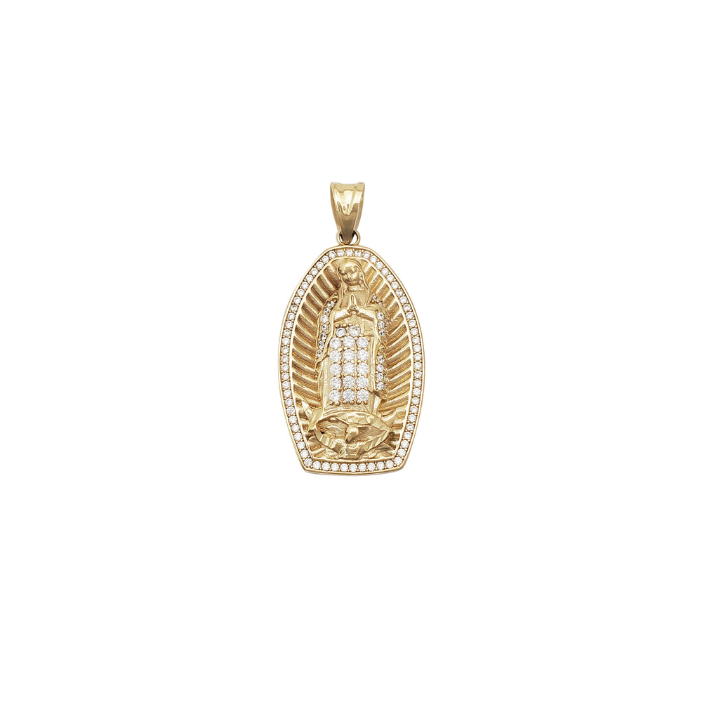 Virgin Mary Sunken CZ Pendant (14K)