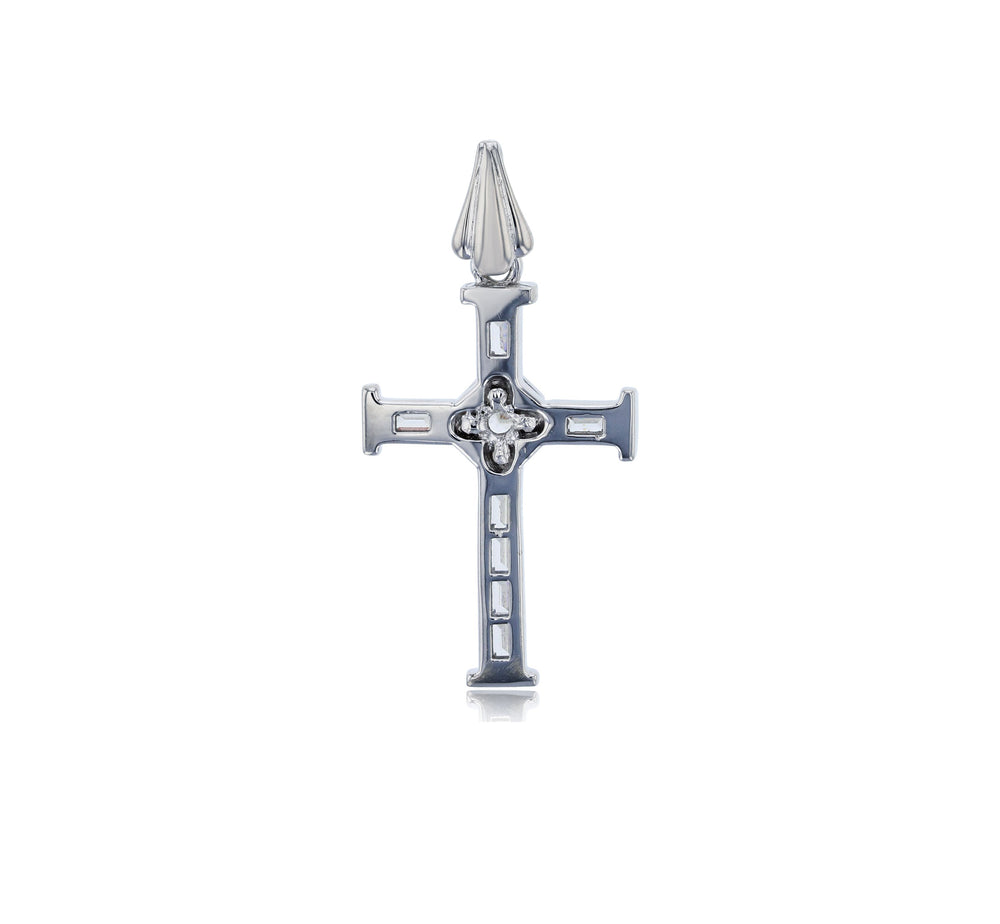 White Gold Bezzel Cross Pendant (14K)