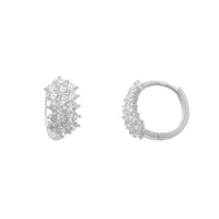 Zirconia Cluster Huggie Earrings (14K)