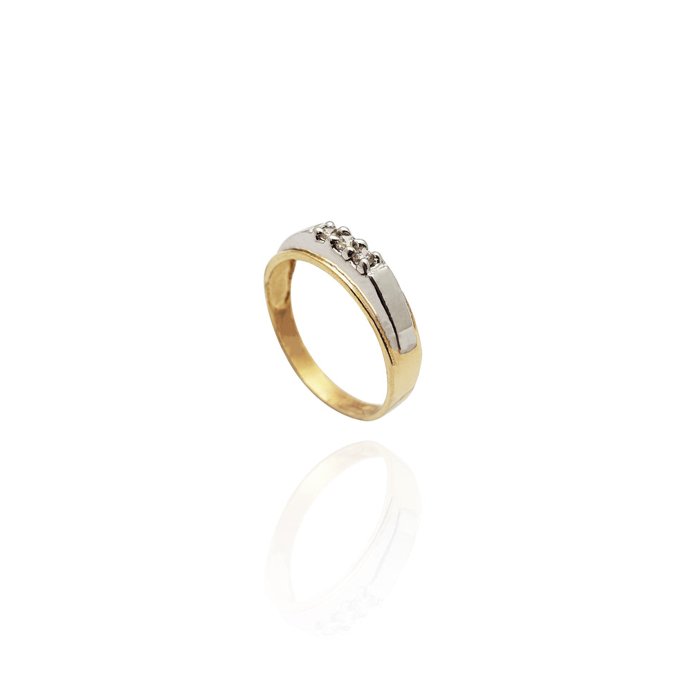 Two-Tone Trapezoidal Taper CZ Band (14K)