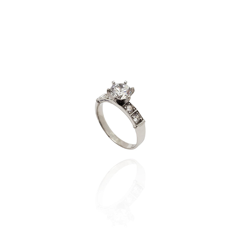 CZ Prong Accent Engagement Ring (14K)