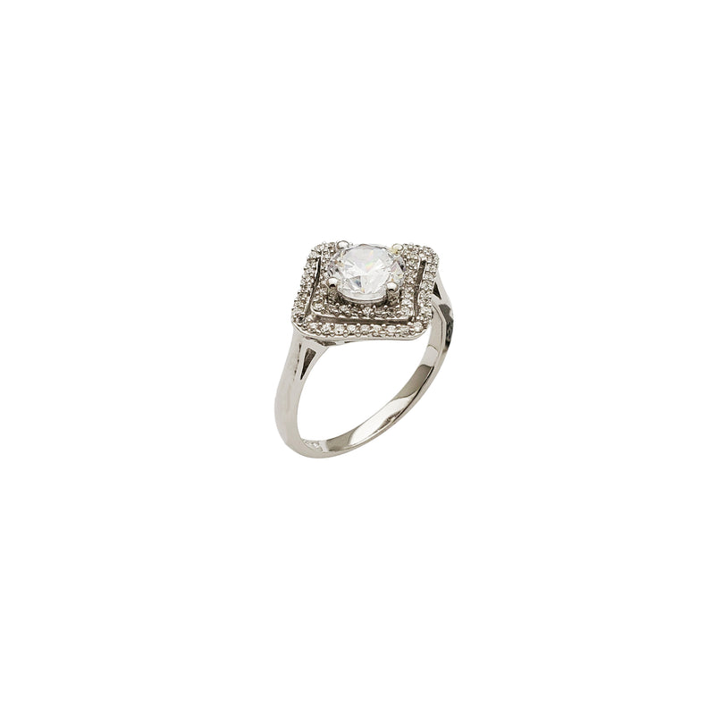 Wedding Ring Rhombus Base CZ (Silver)