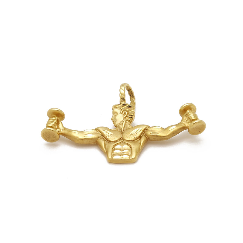 Dumbbell Weightlifting Pendant (14K) 14 Karat Yellow Gold, Gym, Fitness, Popular Jewelry New York