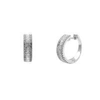 ホワイトダイヤモンドチャンネルセッティングラウンドイヤリング（14K） Popular Jewelry ニューヨーク