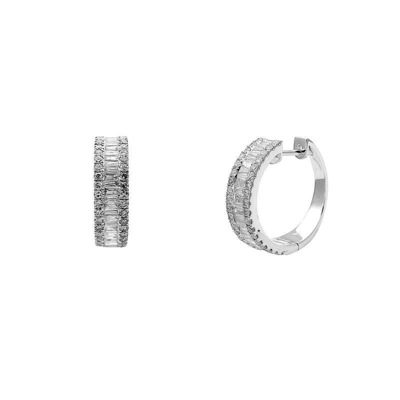 White Diamond Channel Setting Round Earrings (14K) Popular Jewelry New York