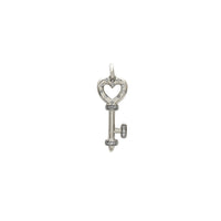 Baltā zelta dimanta sirds atslēgas kulons (14K) Popular Jewelry NY
