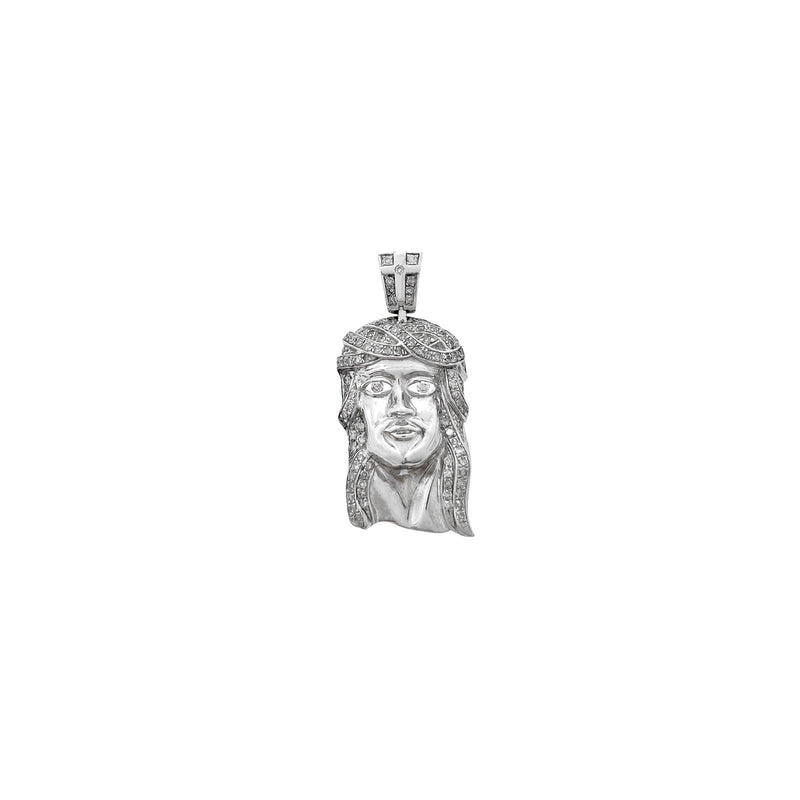 White Gold Diamond Jesus Head Pendant (10K) Popular Jewelry New York