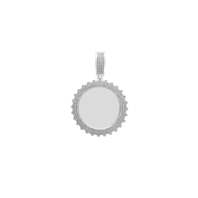 White Gold Diamond Memorial Picture Medallion Pendant (14K) Popular Jewelry New York