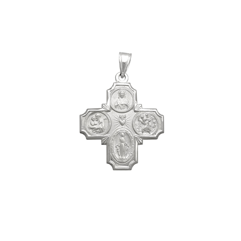 Reversible Saints Catholic Cross Pendant (14K)