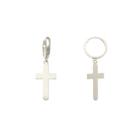 White Gold Yellow Gold Satin Cross Drop Earrings (14K) Popular Jewelry New York